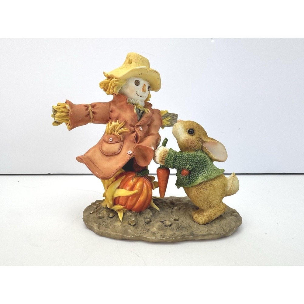 My Blushing Bunnies "Harvesting Many Blessings." 1997 Rabbit Scarecrow Figurine
